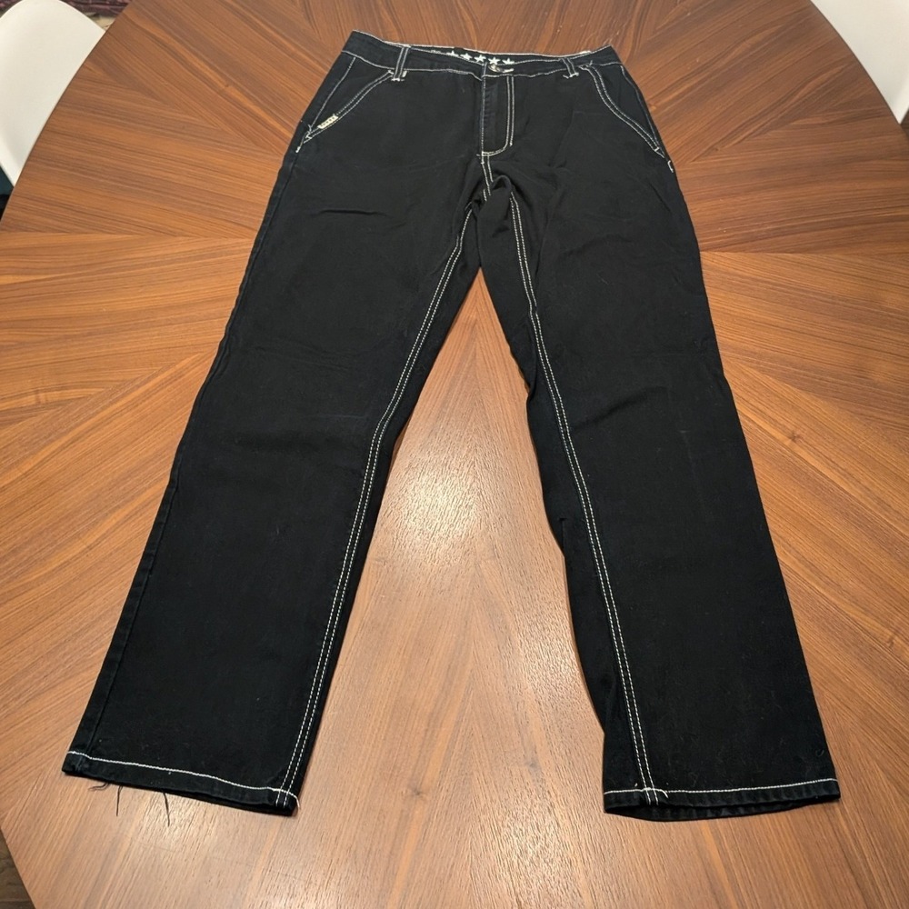 Fivestar General Pants Womens 30x31 Black Excellent Contrast Stitch Straight Leg